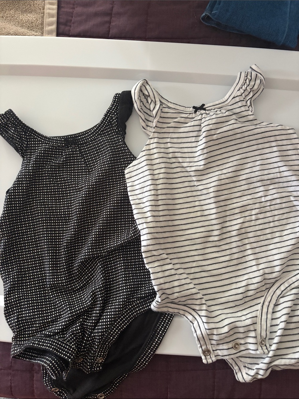 Carter's Baby One-Piece Bodysuits — Black & White Stripes & Dot Print
Girls 18mo